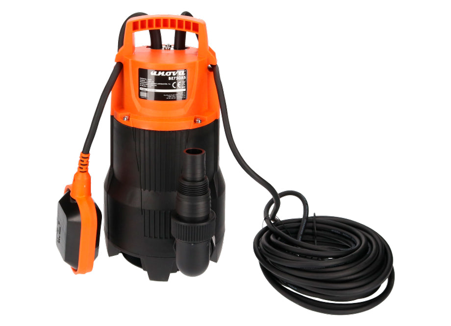Bomba Electrica Sumergible Aguas Sucias 750W En Fibra