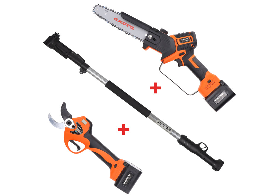 Set De Poda: Tijera 40MM + Sierra 8" + Pértiga 1,5-2,1M 21V ANOVA
