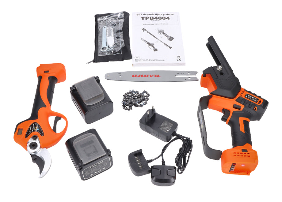 Set De Poda: Tijera 40MM + Sierra 8" + Pértiga 1,5-2,1M 21V ANOVA